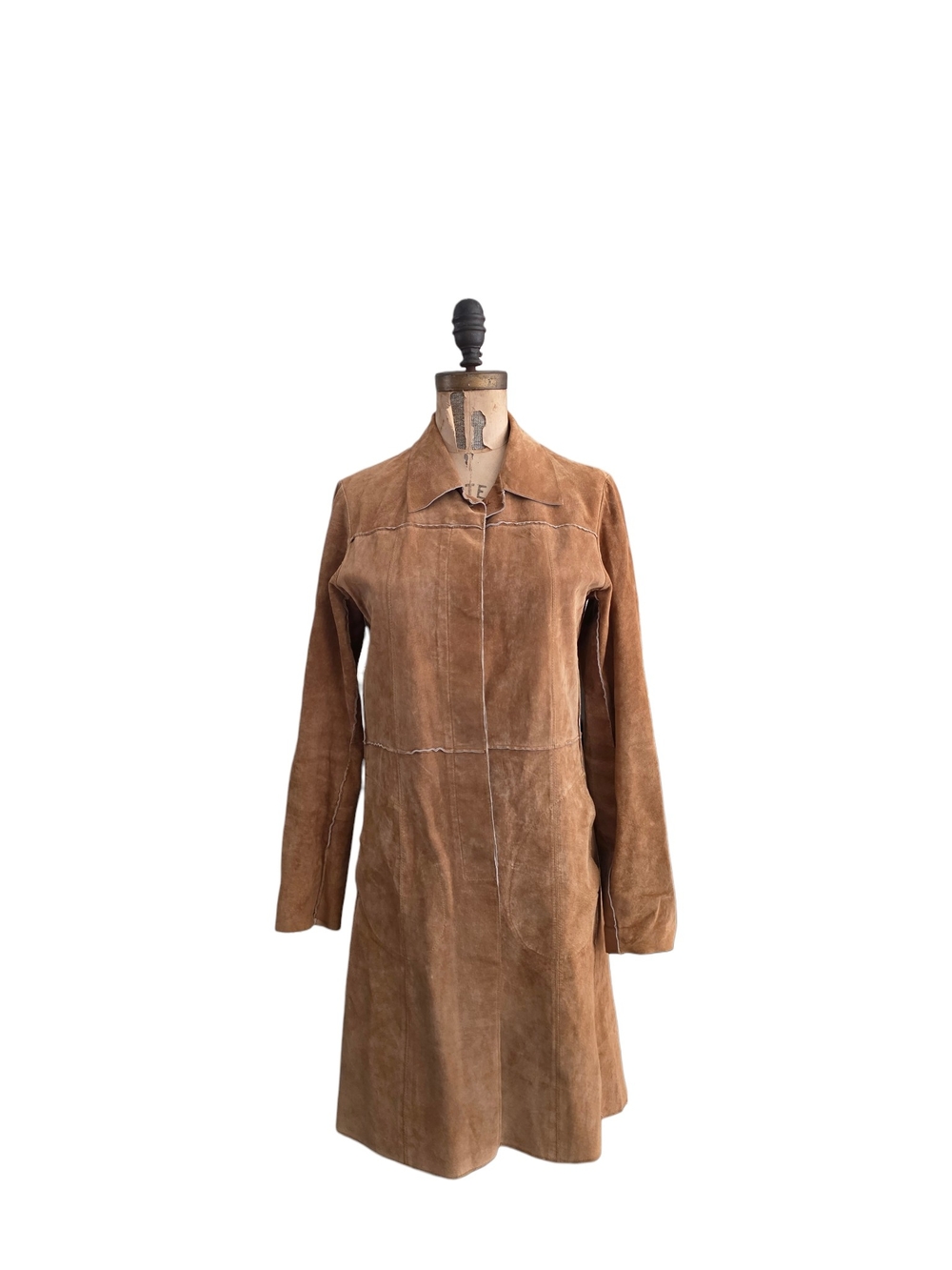 Y2K Guess Camel Suede Long Jacket S